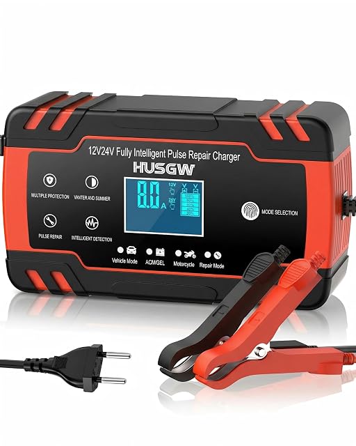 Batterieladegerät Husgw mit 8 A und LCD-Anzeige