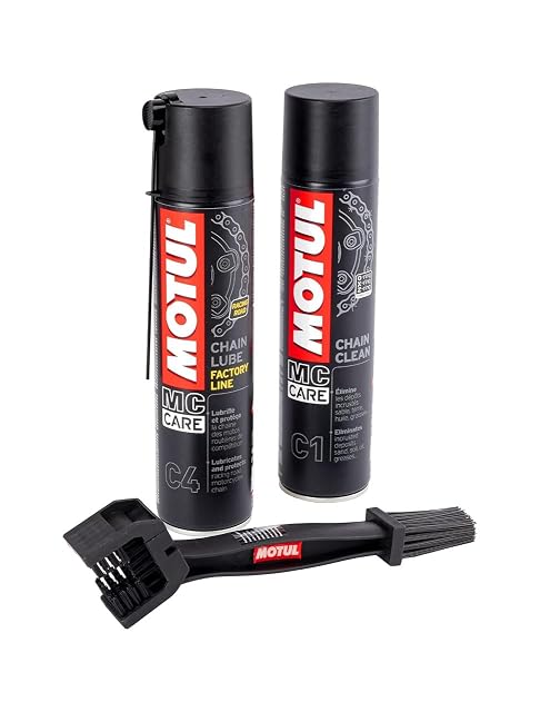 Kettenpflegeset Motul mit C4, C1 und Reinigungsbürste
